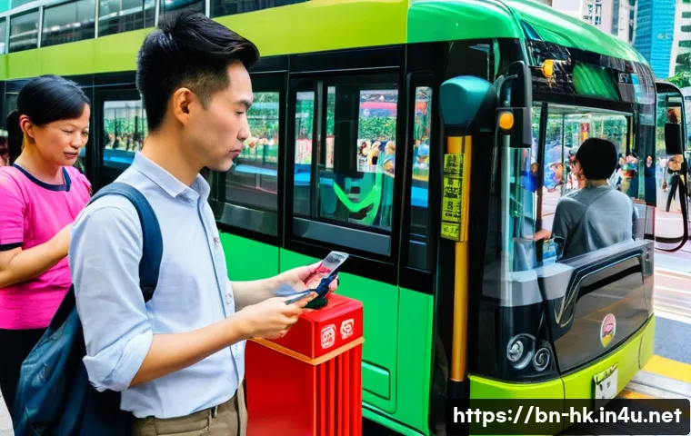 홍콩 교통의 최신 규제 - **Prompt:** A bustling, vibrant street scene in Hong Kong, showcasing the seamless integration of di...